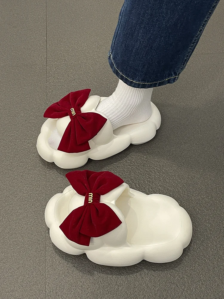 

Женские шлепанцы с бантом-бабочкой, повседневные Шлепанцы из мягкой искусственной кожи, на резиновой подошве, римские шлепанцы, 2023