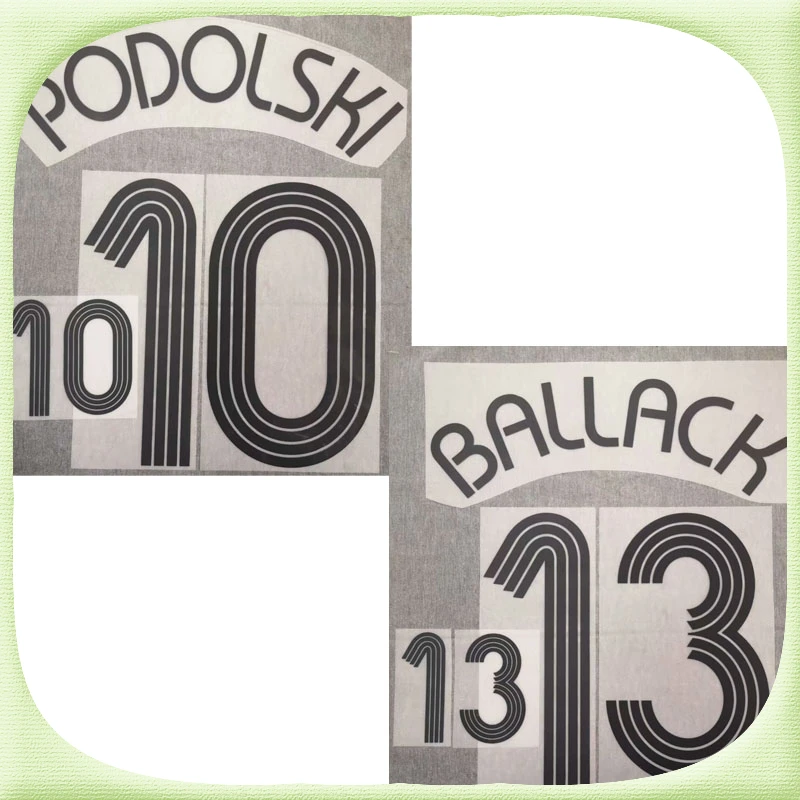 

2006 Podolski Nameset Ballack Printing Customize Any Name Number Hot Stamping Soccer Patch