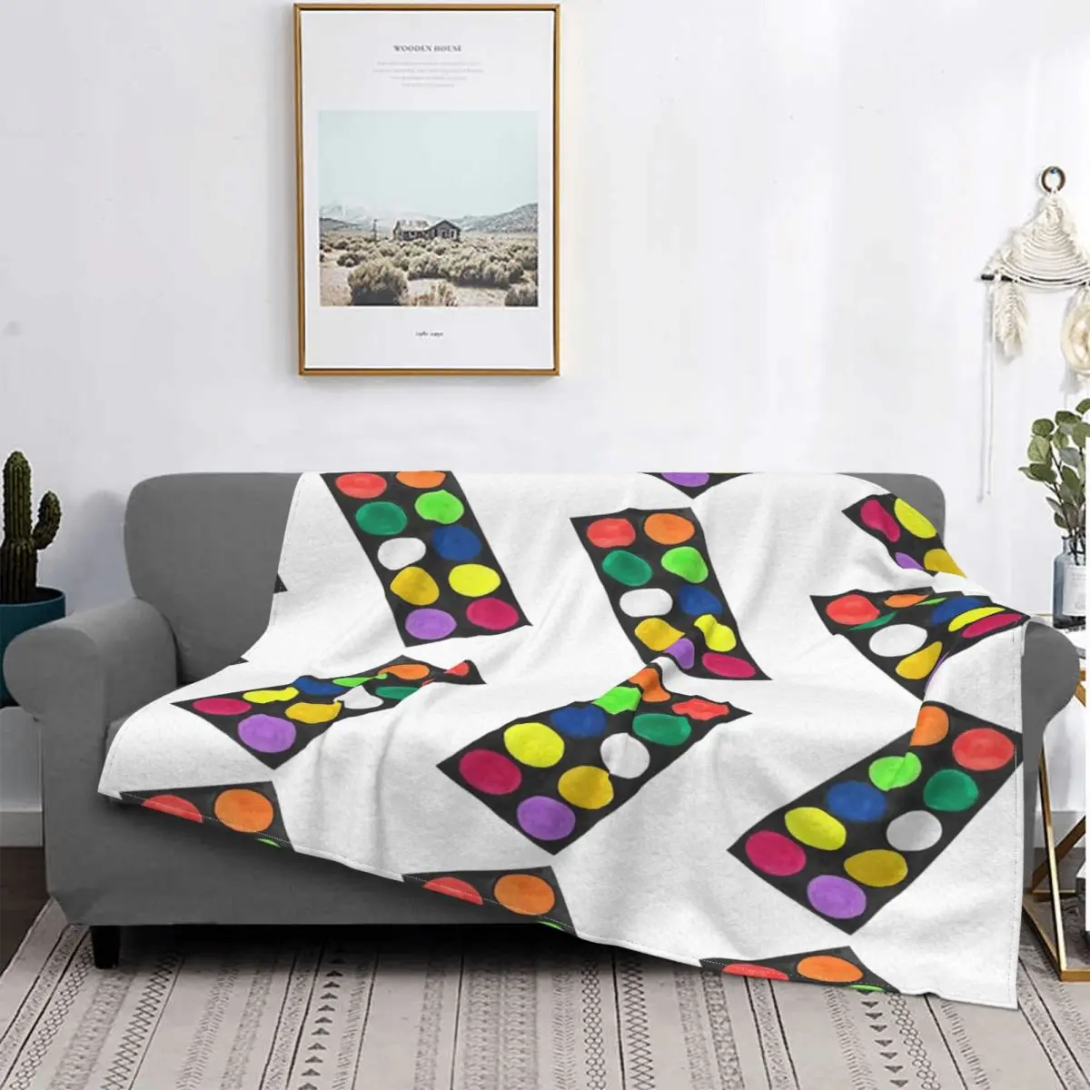 

Manta de paleta de pintura de acuarela, colcha para cama, manta a cuadros, manta doble para niños