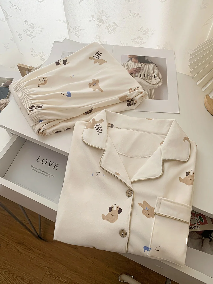 Японская мода милый домашний щенок осенне-зимняя бархатная пижама с героями