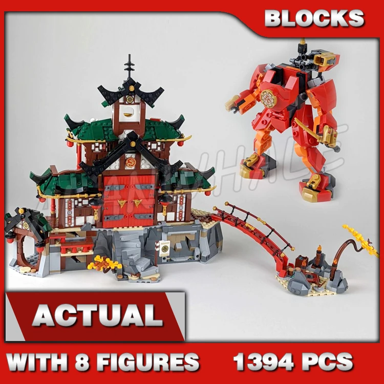 

1394pcs Shinobi 3-tiered Dojo Temple Tearoom Workshop Rammer Vehicle Mech 82208 Building Blocks Sets Compatible With Model