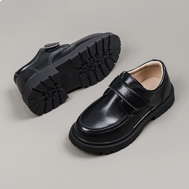 

Boys Black Leather Shoes Soft Performance 2022 Spring and Autumn New British Style Soft Loafers Black for Uniform Kids Fashion