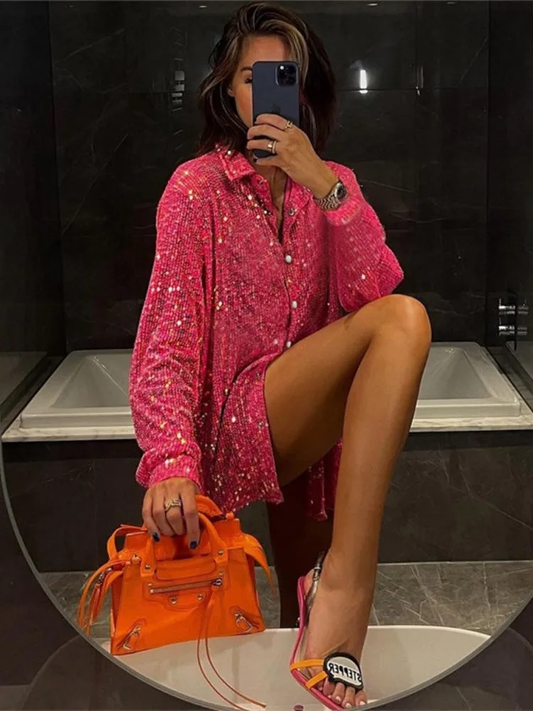 

Hirigin Sparkly Three-piece Set Party Outfits For Womens Sequin Top Vest Blouse Shirt And Pants Suit Female Evening Tracksuit