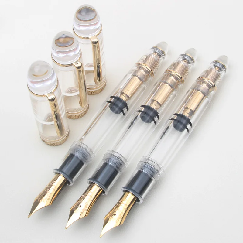Фото Большая перьевая ручка MAJOHN 8 #   Ручка Sun Nib EF/F/M с твердым резиновым наконечником, латунным поршнем, акриловым корпусом, гладким письмом, для школы и офиса №5
