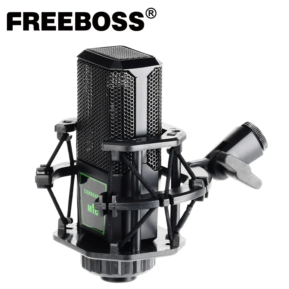 FREEBOSS CM-10 Professional Computer Microphone with Shock Mount for PC Radio Broadcasting Sing Recording Chorus Condenser Mic