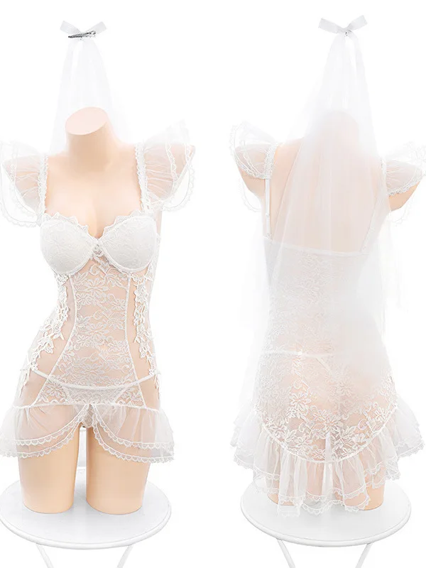 Свадебное платье со стальным кольцом кружевное Прозрачное с хлопковым ковриком