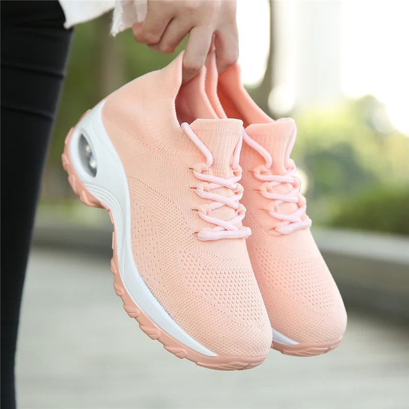 JIEMIAO Fashion Women Running Shoes Socks Sneakers Lightweight Sports Shoes Breathable Outdoor Comfort Jogging Leisure Shoes
