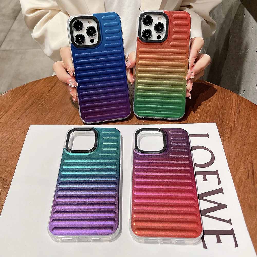 Красивый градиентный цветной стереоскопический чехол для телефона с перекрестной текстурой для IPhone 14 13 12 11 Pro Max Модный противоударный чехол-бампер Красивый градиентный цветной стереоскопический чехол для телефона с перекрестной текстурой для IPhone 14 13 12 11 Pro Max Модный противоударный чехол-бампер