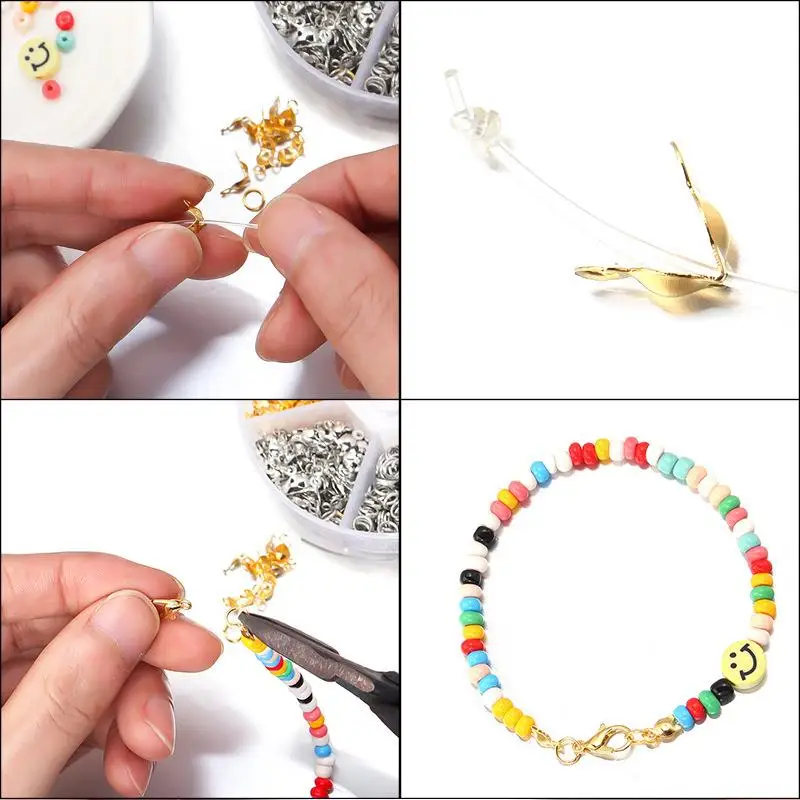 1Box DIY Jewelry Making Kits Lobster Clasp Open Jump Rings Eye Pins Connector Box Sets Bracelet Necklace Findings |