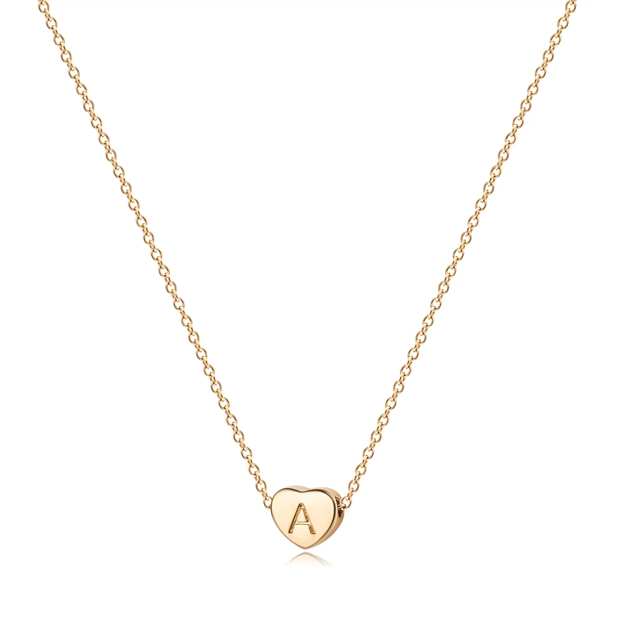 

Free Shipping Initial Necklace For Women 18K Gold Filled Handmade Dainty Personalized Letter Heart Choker Accessories Gift