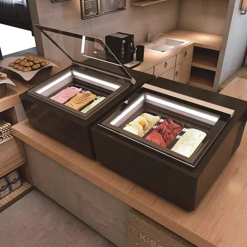 Мини-однотемпературная морозильная камера для мороженого стеклянная дверь с