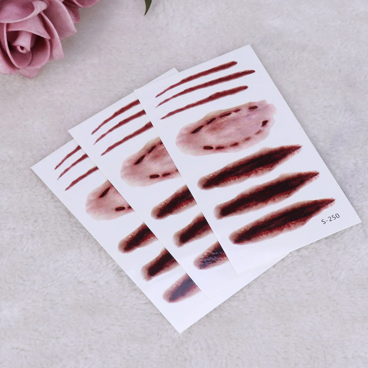 

3 Pcs Halloween Party Favors Temporary Tattoos Stickers Props Horror Wound Long Lasting Zombie