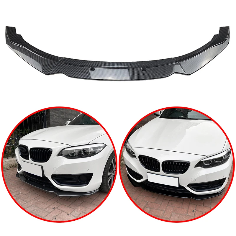 Спойлер для переднего бампера, глянцевый черный или из углеродного волокна, для BMW 2 серии F22 F23 220i 218i 228i 225d 220d 218d 2014-2021
