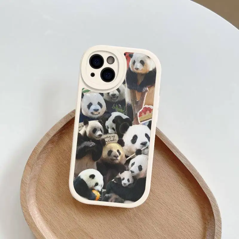 Fun Panda Phone Case Hard Leather For iPhone 14 13 12 Mini 11 14 Pro Max Xs X Xr 7 8 Plus