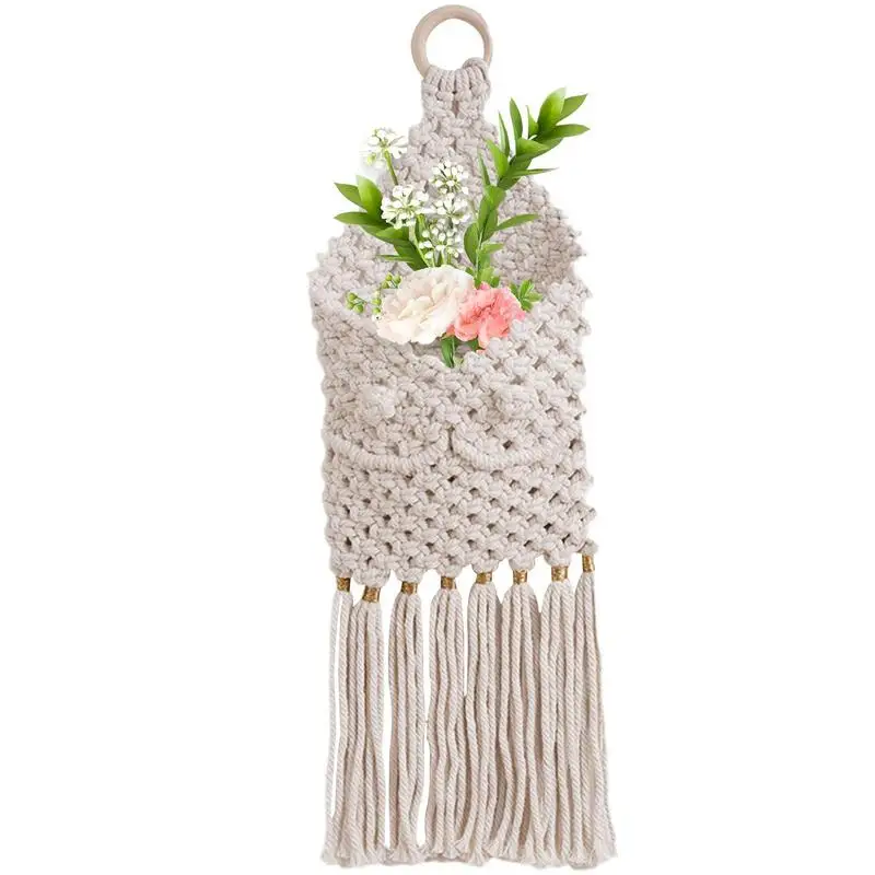 

Macrame Wall Hang Tapestry Macrame Wall Hang Dried Flower Holder Woven Bohemian Home Decoration Flower Shop Decor For Balcony