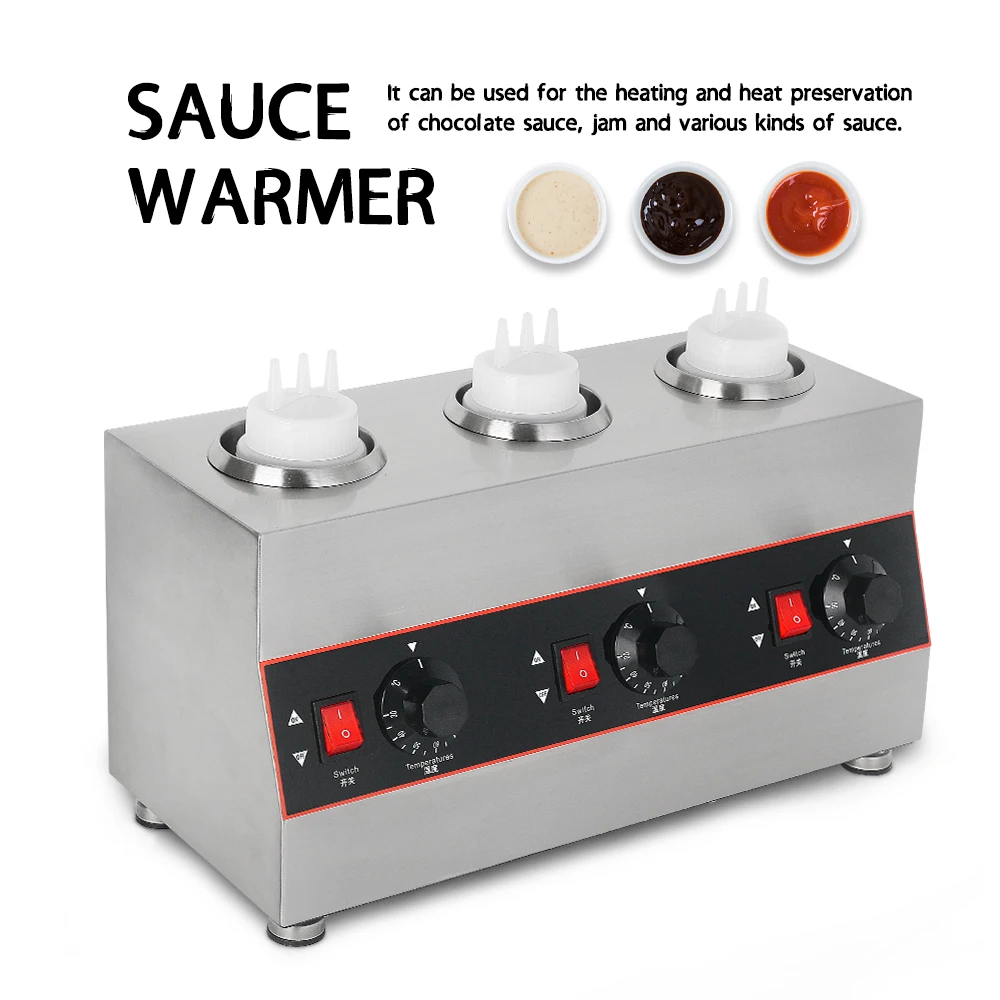 

Sauce Warmer Commercial Chocolate Warming Machine Stainless Steel Electric Soy Jam Heater Filling Machine 1/2/3Bottles 110V/220V