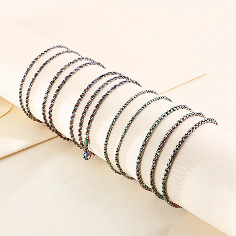 

Gothic Stainless Steel Rope Chain Necklace Hip Hop Colorful Color Twisted Chain Choker Men Women Trendy Jewelry Gifts 2022