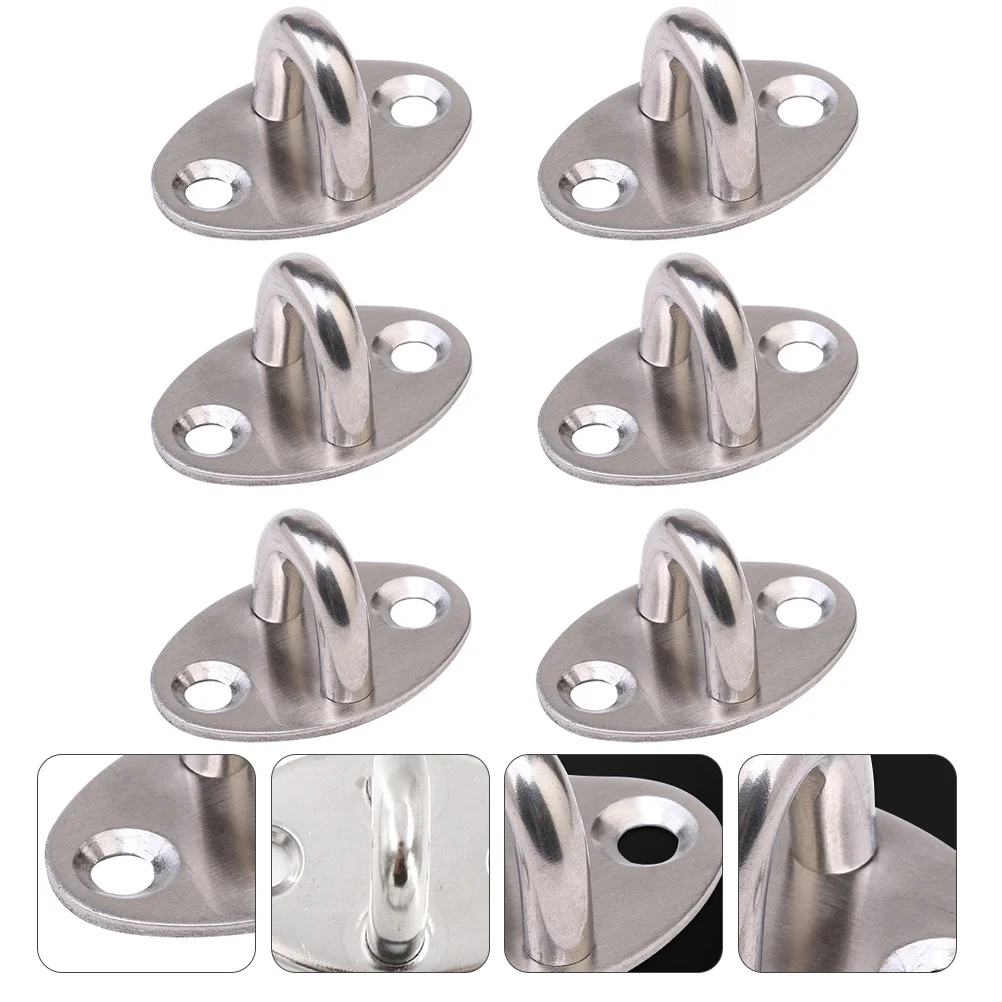 

6 Pcs Wall Hanging Storage Ring Office Soundbar Bracket Ceiling Hook Stainless Steel Mount