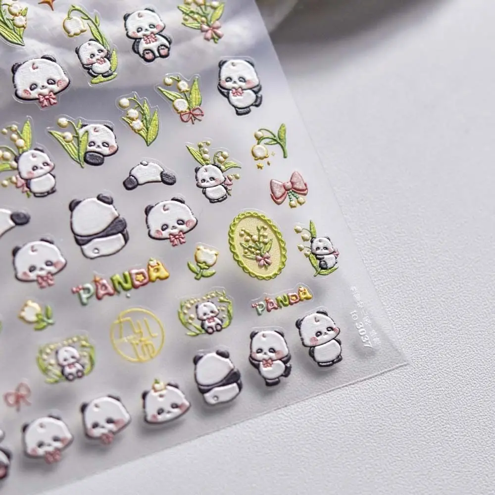 

1PC Cartoon Panda Nail Stickers Self Adhesive Manicure Accessories Animal 3D Relief Nail Decals Bear Rabbit Nail Decorations