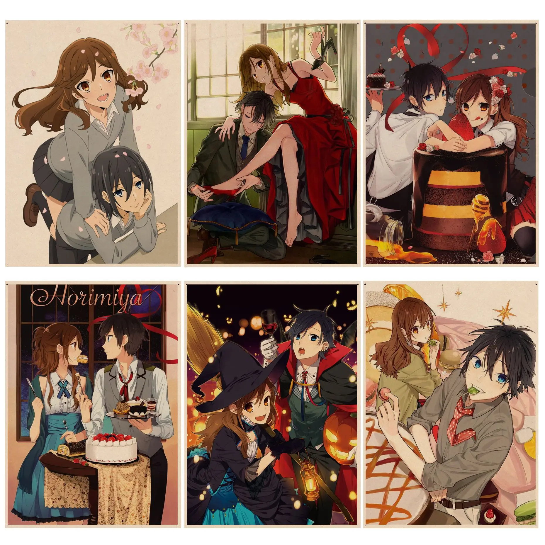 

Japanese Anime Horimiya Classic Vintage Posters Kraft Paper Sticker Home Bar Cafe Room Wall Decor