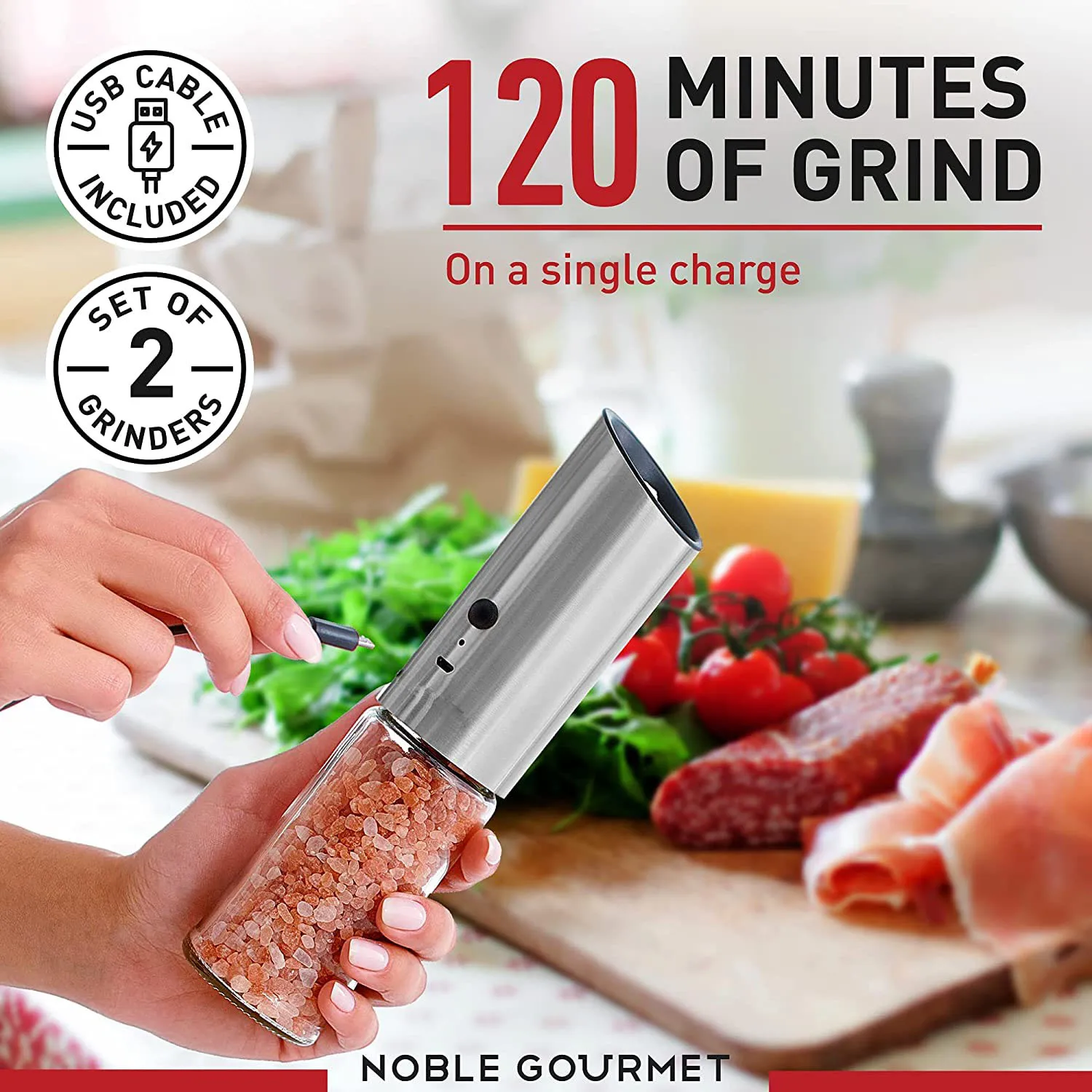 BEEMAN Автоматическая электрическая мельница для соли и перца светодиодный Ной