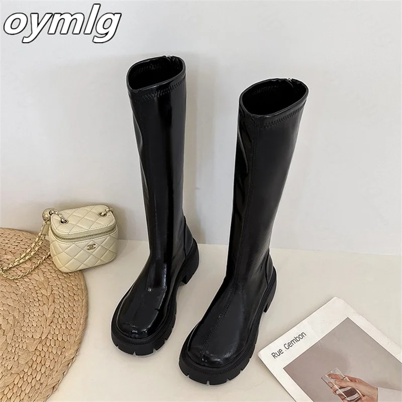 Cigarette boots women show thin 2022winter new women's leather boots, but the knee height increases the trend of knight boots