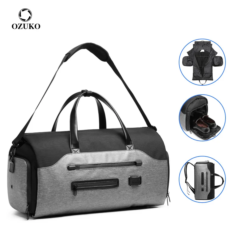

Вместительные дорожные сумки OZUKO для мужчин, Многофункциональный чемодан для хранения костюмов, с карманом для обуви, водонепроницаемые сп...