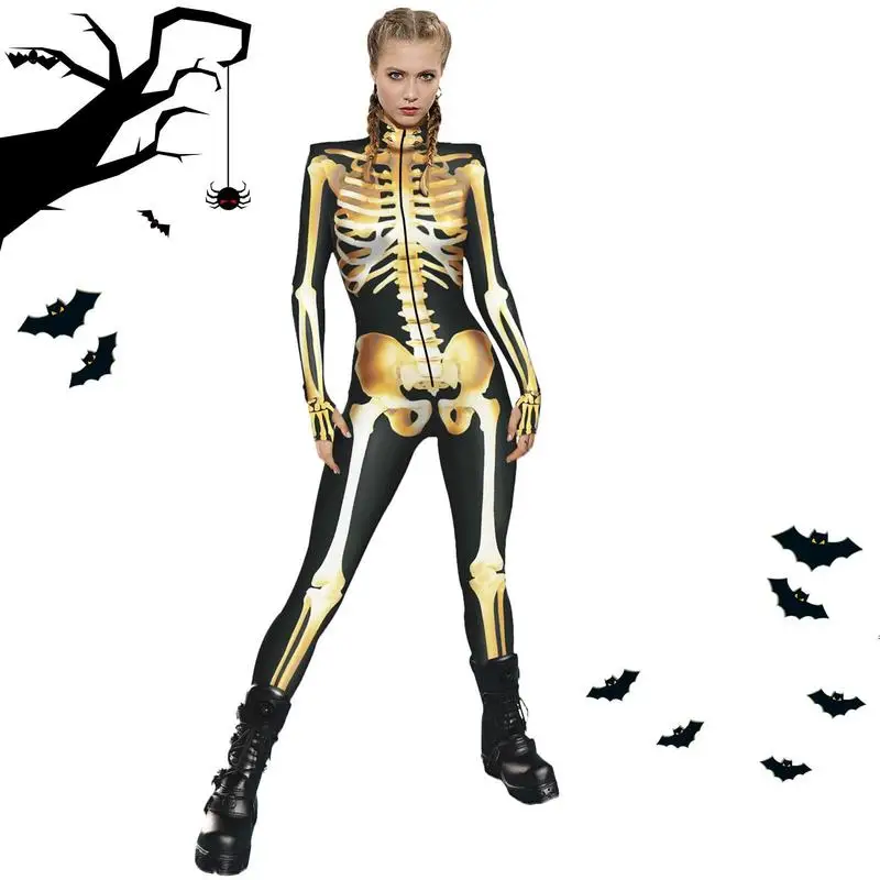 

Женский костюм-комбинезон с круглым вырезом и 3D-принтом, на молнии