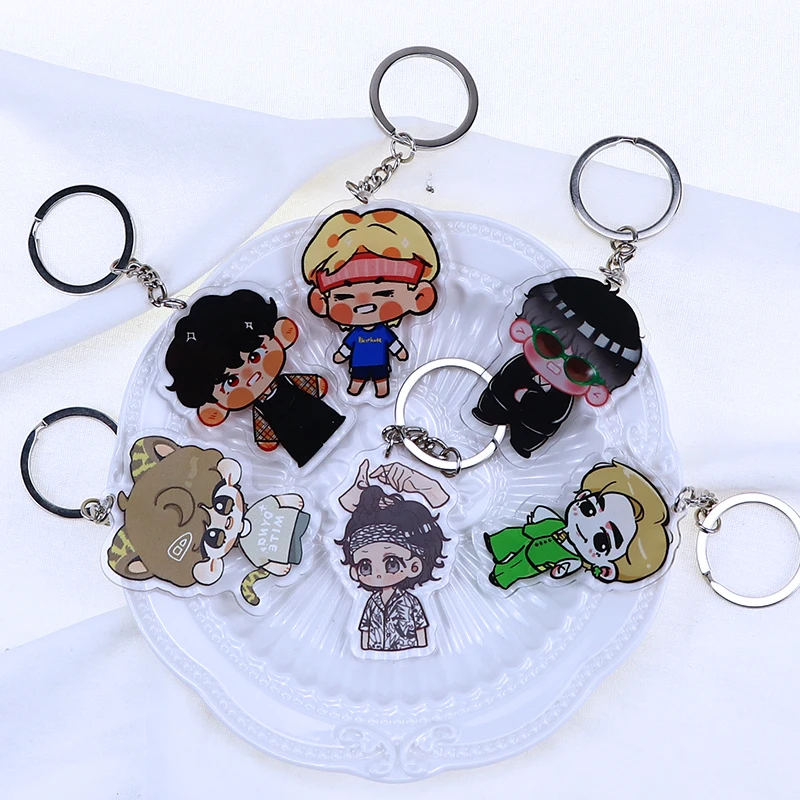 

1 PCS KPOP Bangtan Boys Cartoon V Acrylic Key Chain Figure Keychain Pendant Bag Keyrings Accessories Fans Idol Gift Collection