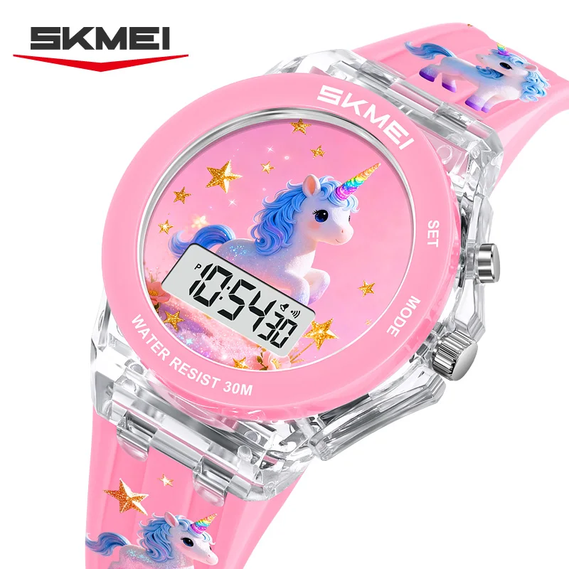 Фото Электронные часы SKMEI 2646 с подсветкой и таймером, красочные, с новым мультяшным рисунком, для мальчиков и девочек, детская серия №1
