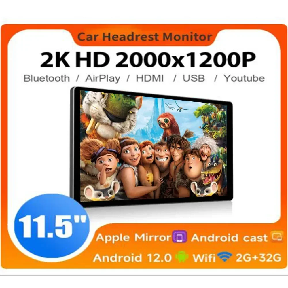 Монитор подголовника дисплей IPS Android 12 4 + 64G планшет сенсорный экран для