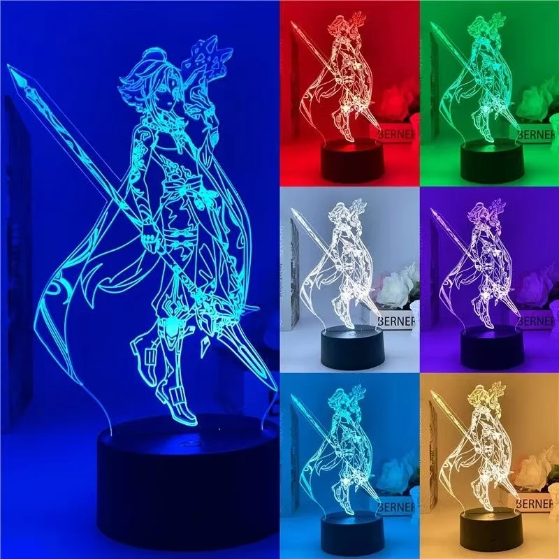 

Game Genshin Impact 3D Led Night Light Lnazuma Keqing Model Toys Ganyu Figures Children Bed Room Decor Table Lamp Birthday Gifts