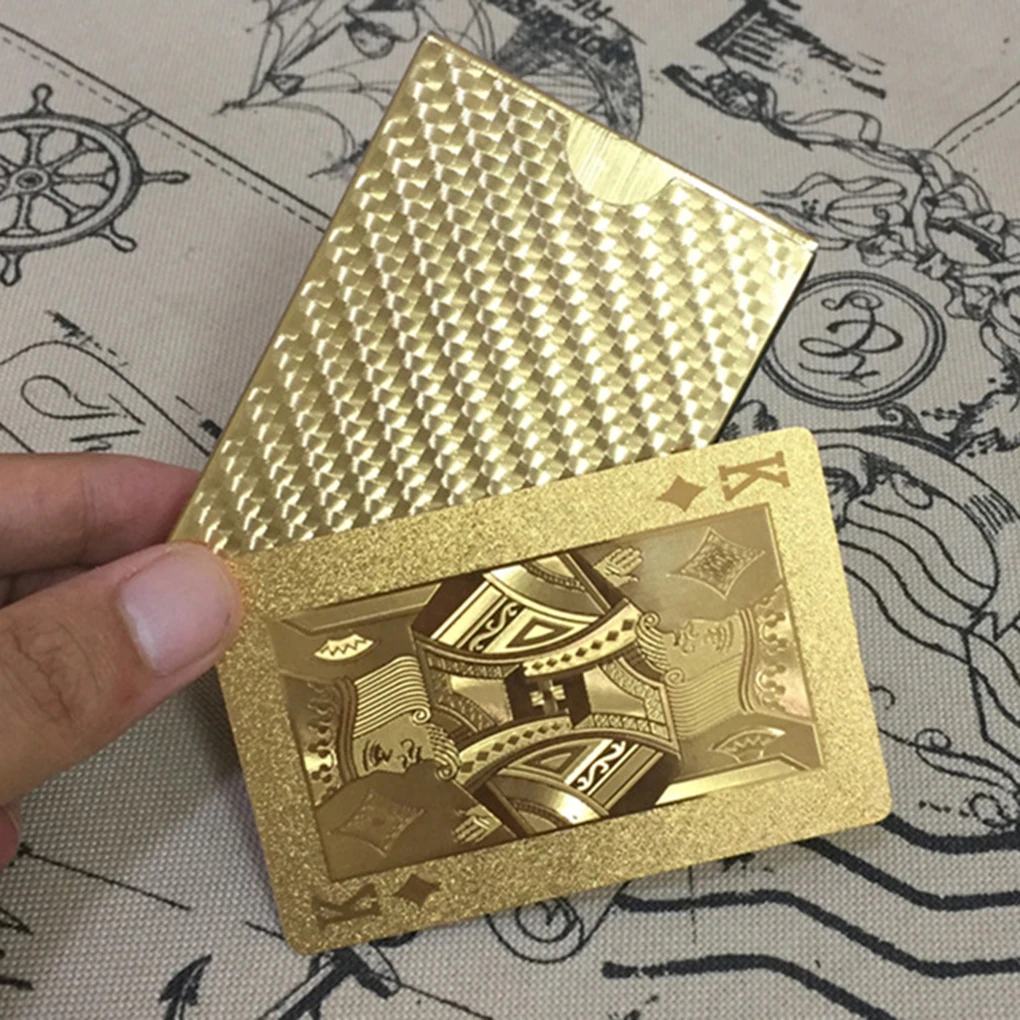 

54pcs set Gold Foil Playing Card Board Game Party Entertainment Waterproof Playing Cards Plastic