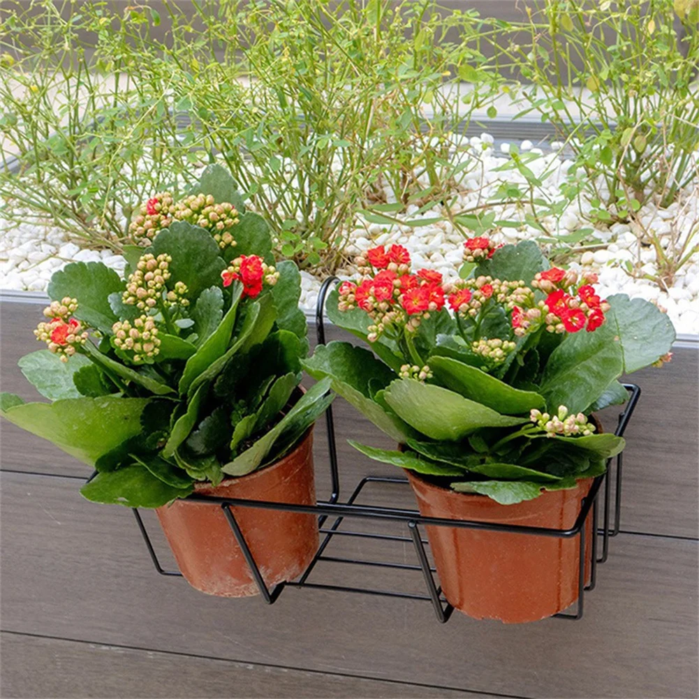 

Balcony Hanging Flower Rack Railing Iron Railing Fence Hanging Planter Pots Stand For Outdoor Flower Pot Storage Basket Rack