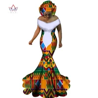 brw african dresses for women sexy slash neck long dresses bazin riche african print mermaid clothing plus size 6xl wy1860