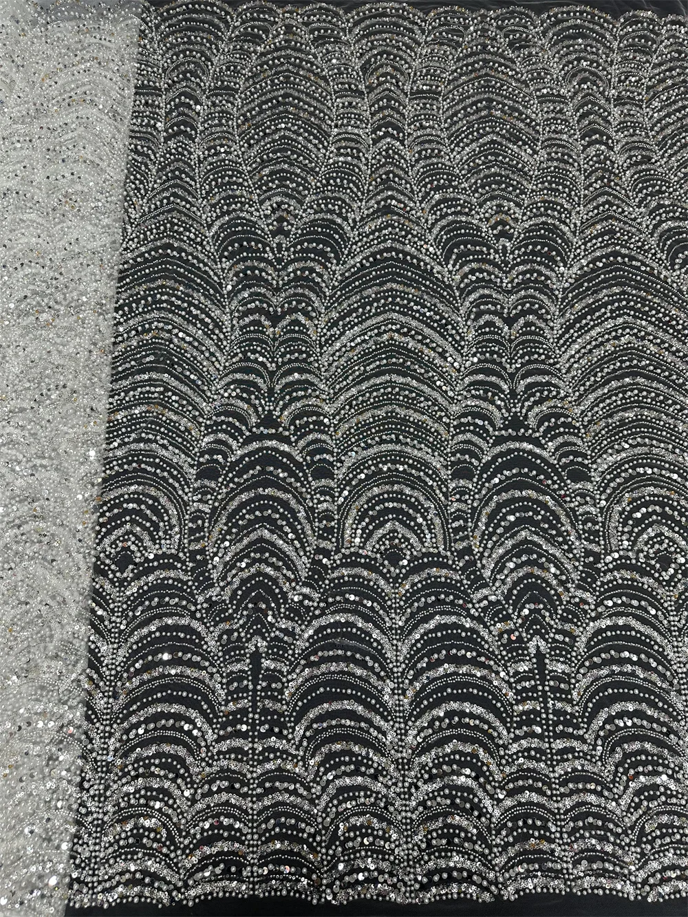 Белая нигерийская кружевная ткань с бусинами для жениха 2024 роскошная