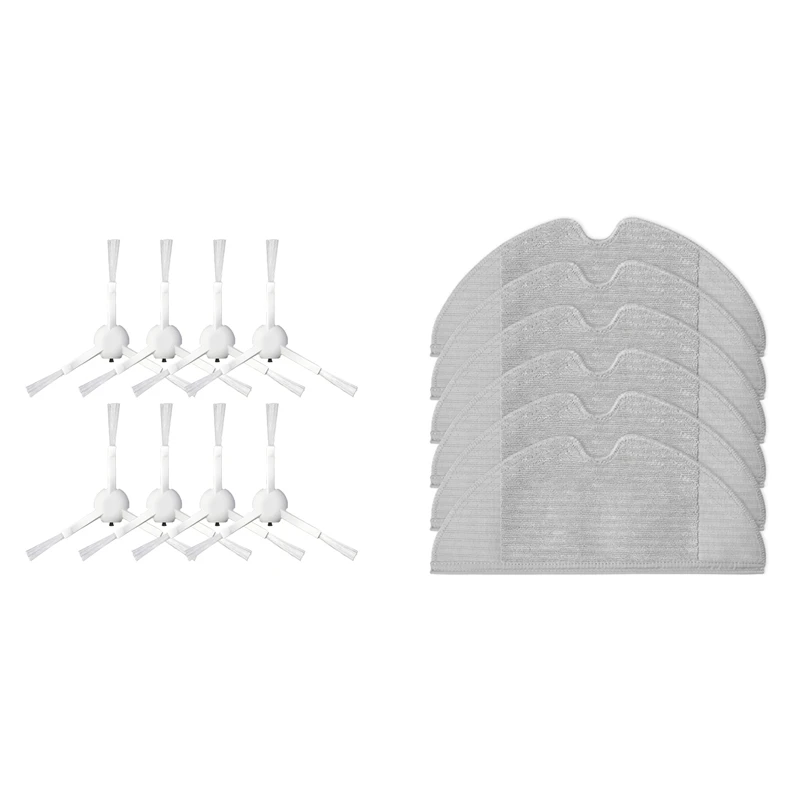 

8 Pcs White Side Brush & 6 Pcs Cleaning Cloth Mop, Used To Replace The Vacuum Cleaner