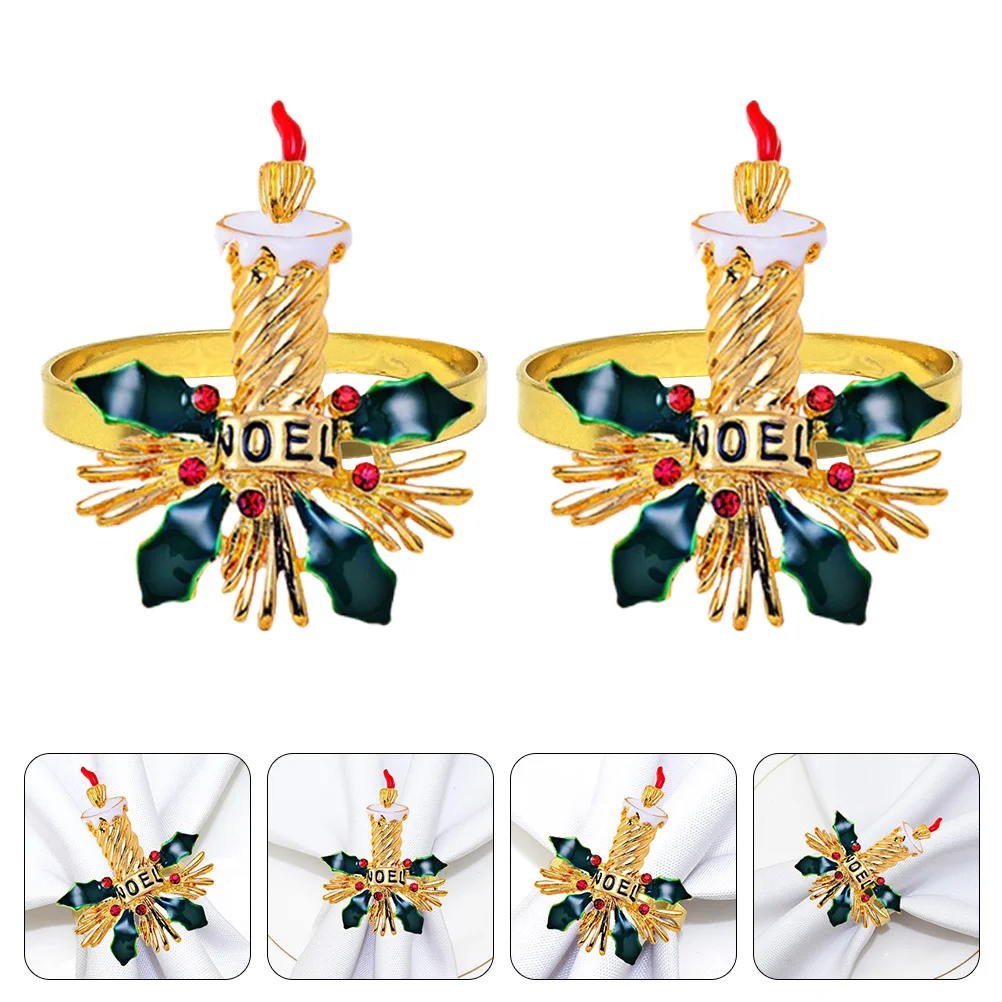 

2pcs Creative Napkin Buckles Christmas Party Napkin Rings Table Napkin Decors