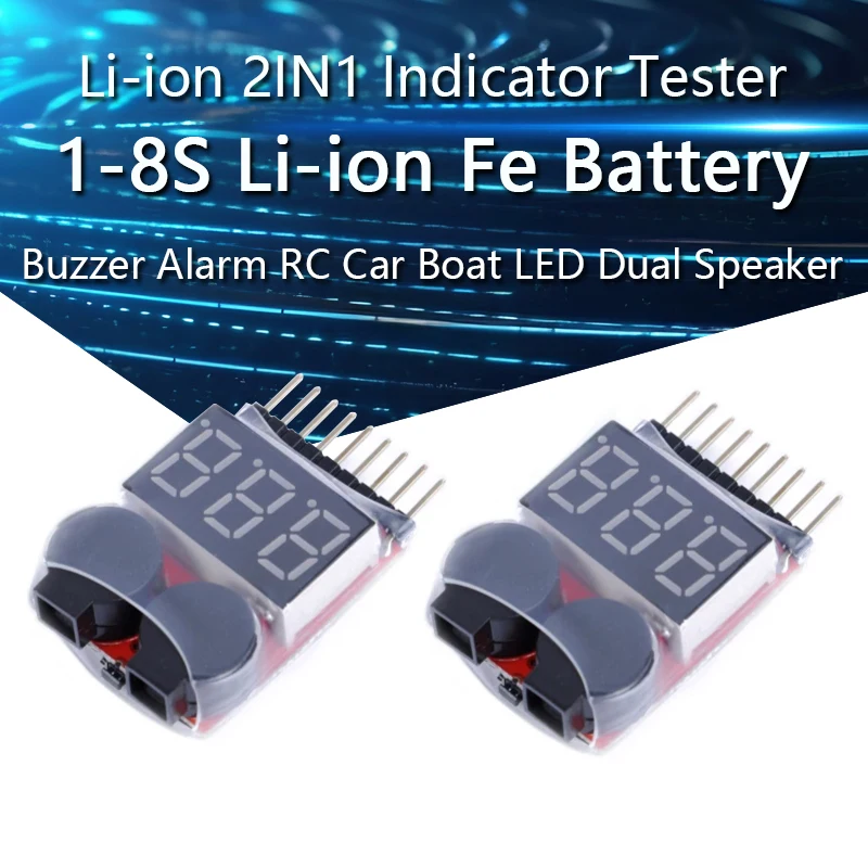 Новый индикатор 1-8S Lipo Li-Ion Fe напряжения батареи 2 в 1 тестер низкого Звуковой