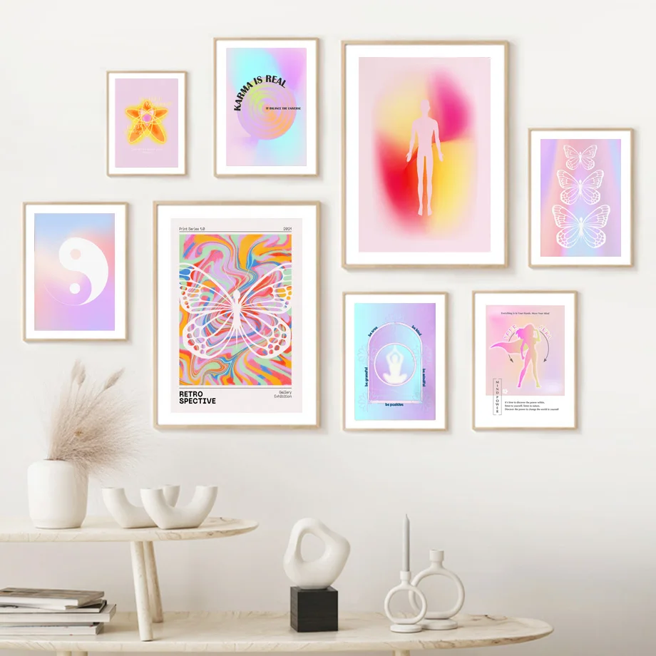 

Spiritual Human Snake Aura Retro Gradient Wall Art Canvas Painting Posters And Prints Wall Pictures For Living Room Decor