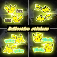 16style pokemon car reflective stickers cute cartoon decoration pikachu car body sticker decoration safety at night
