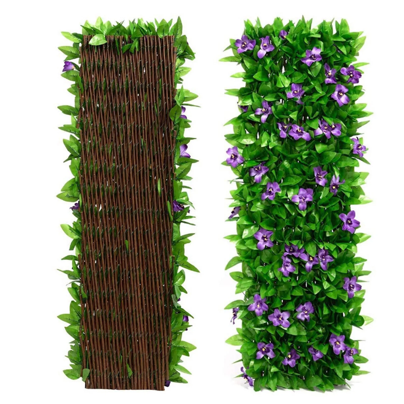 40cm Expandable Faux Privacy Fence Artificial Ivy Garden Fence Air Circulation Not Block Airflow UV Vine Leaf Decoration