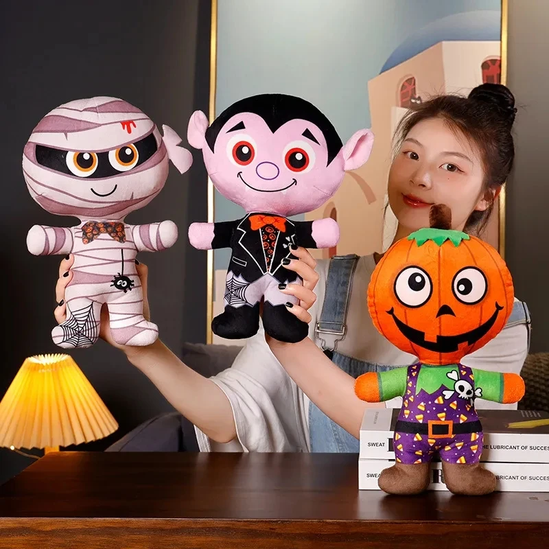 

Плюшевая игрушка на Хэллоуин, тыква, призрак, мама, Мягкая Милая аниме-фигурка, зомби, скелет, кукла вампира, темная серия, искусственная кожа, декоративный подарок