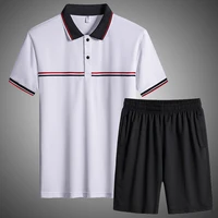new man polo shirt shorts mens sets casual men sweat suit jogger set sport men summer suit two piece fashion fitness suit 2022