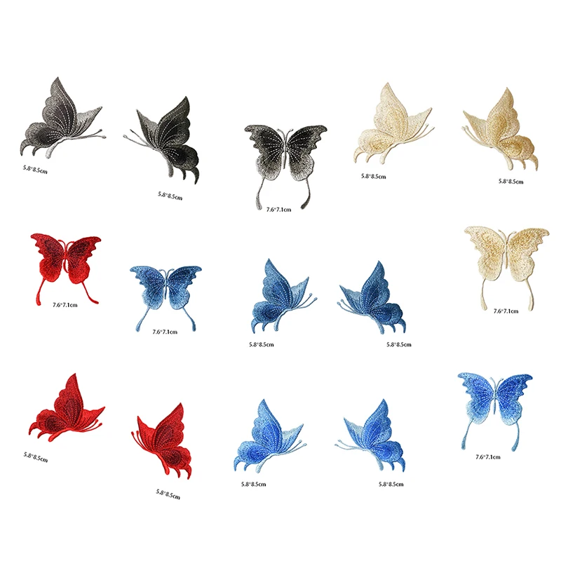 3 шт./компл. вышитые нашивки с бабочками для одежды наклейки вышивкой маленькими