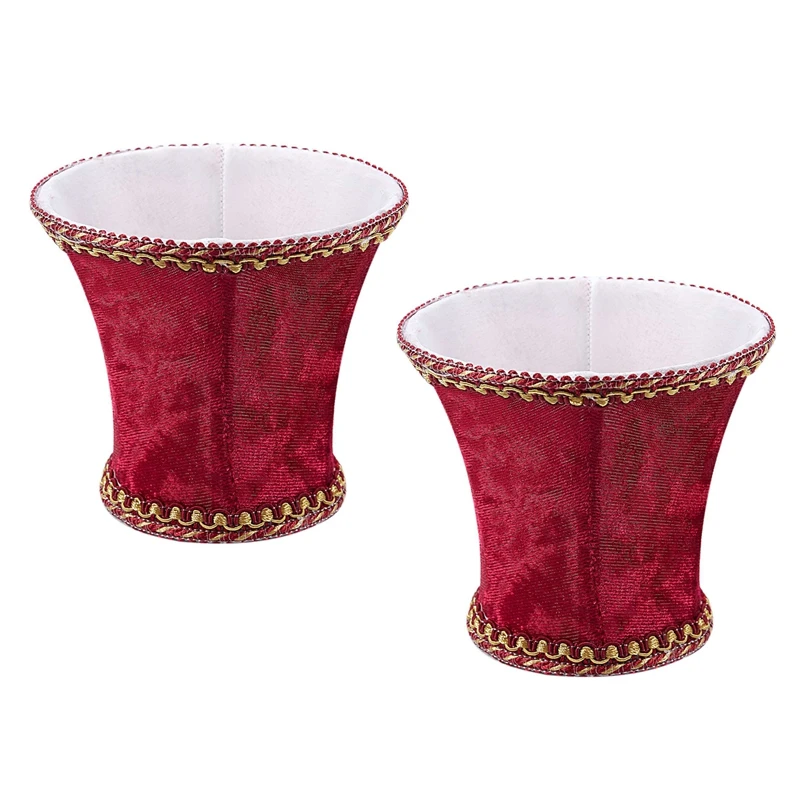 

2X Fabric Clip On Lamp Shade, E14 Handmade Lampshade For Modern European Style Wall Sconce Lamp, Crystal Lamp,(Red)