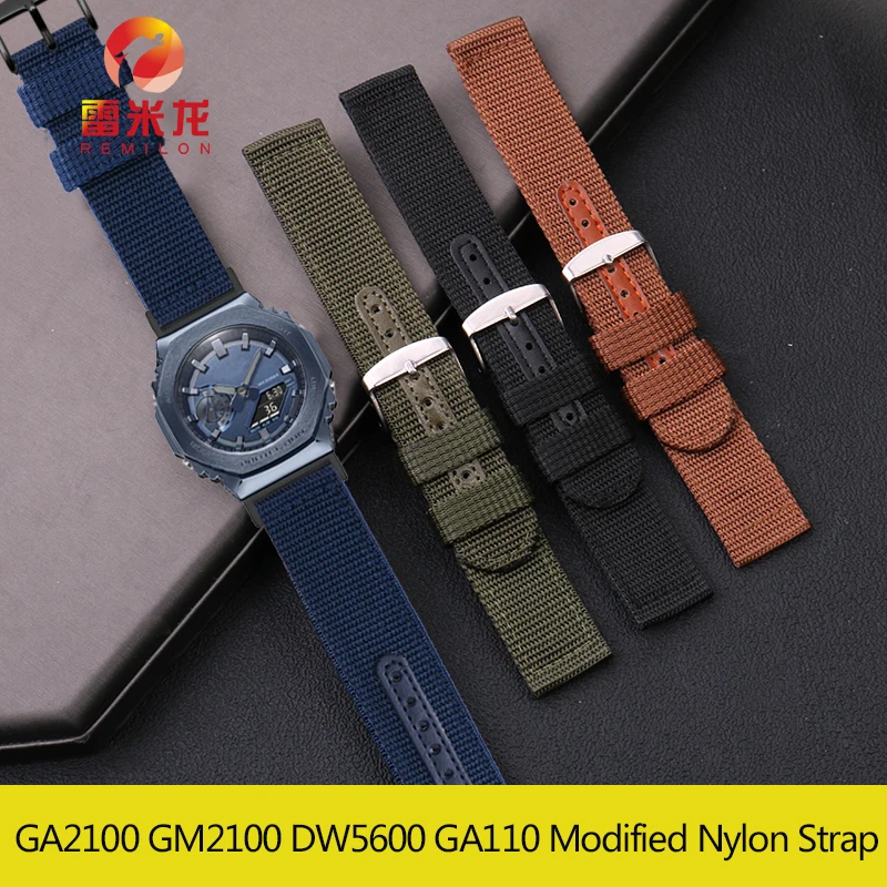 For Casio GShock GM2100 GA2100 GA2110 DW5600 GW-5000 5035 GW-M5610 GA110 Modified Breathable Nylon Canvas Watch Band Strap