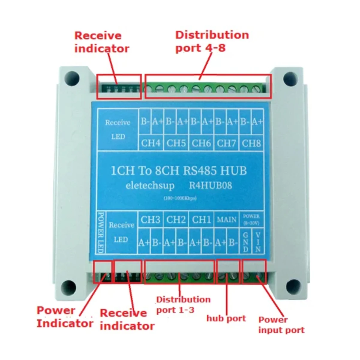 8-канальный концентратор RS485 повторитель шины промышленного класса 485 сигнал для