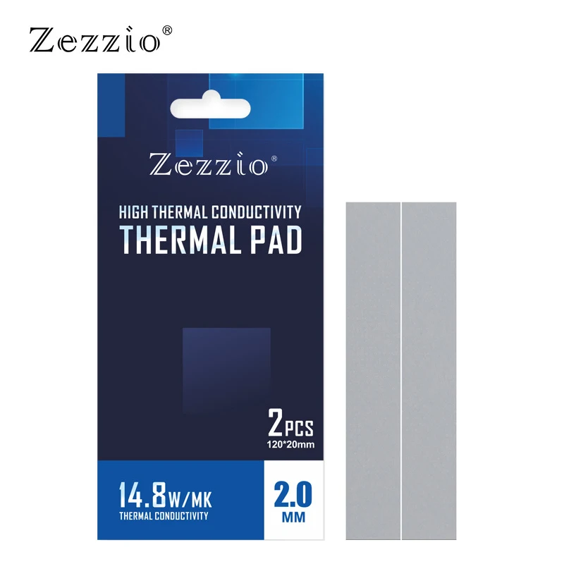 

Zezzio 14.8W/mk 120x20MMx2pcs High Performance Thermal Pad For Chipset,High Temperature Video Memory,Laptop,SSD,Heat Disspation