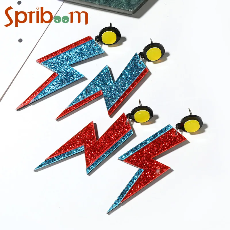 

2023 New Lightning Earrings for Women Acrylic Shiny Drop Earring Exaggerated Funny Jewelry Girls Party Punk Accessories